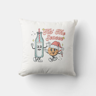 Coussin C'est la saison de Noël rétro lait et biscuits