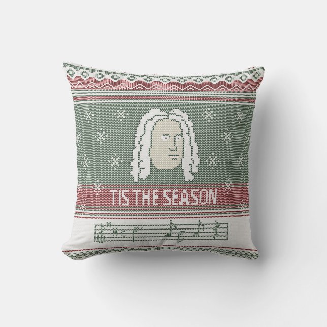 Coussin C'est la saison Handel Messiah faux pull tricot (Recto)