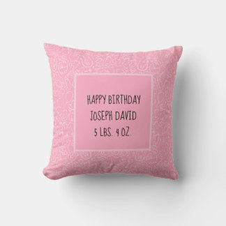 Coussin C'est une fille Baby shower rose personnalisée