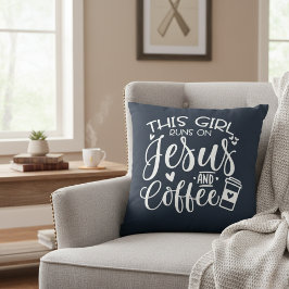 Coussin Cette fille tourne sur Jésus et Café
