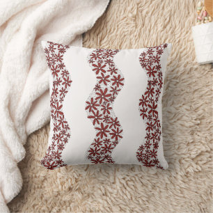 Coussin Chaîne de marguerite Fleur laide rayures rouge