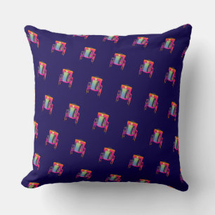 Coussin Chaise abstraite décorative diagonale bleu foncé