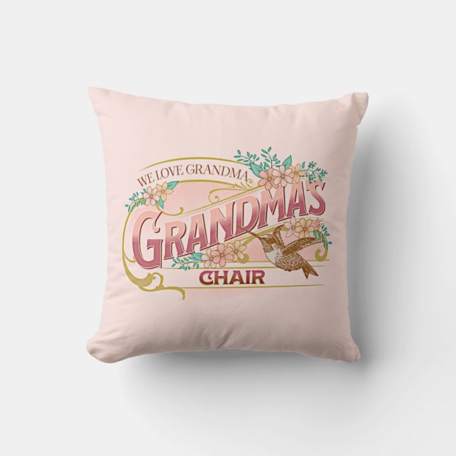 Coussin Chaise de grand-mère, We Love Grand-mère with Bird (Recto)