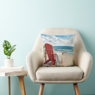 Coussin Chaise de plage rouge Adirondack avec tongs