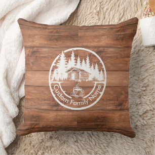Coussin Chalet Cabane Grange Maison Nom de Famille Perso