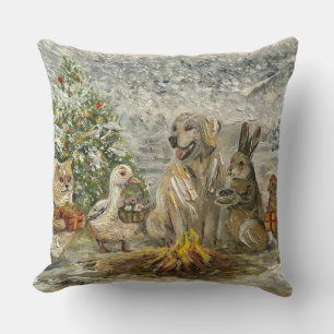 Coussin Chaleur Partagée Animaux de Ferme Fantaisistes Feu