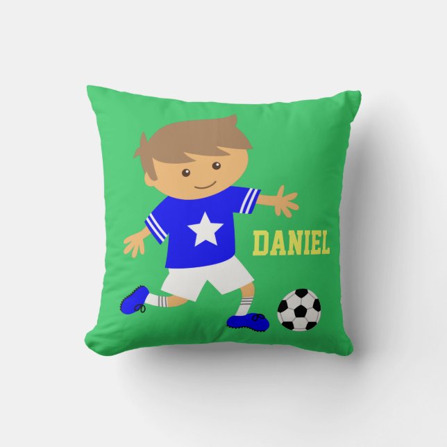 Coussin Chambre à coucher du football de garçon d'étoile (Recto)