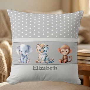 Coussin Chambre d'enfant ajoutez un nom animaux mignons gr