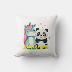 Coussin Chambre d'enfant personnalisée avec licorne et pan