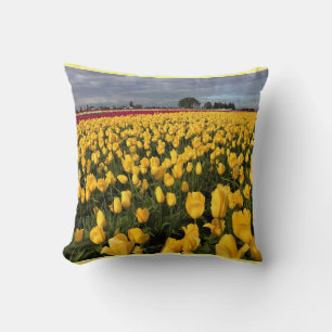 Coussin Champ de tulipe jaune et rouge, Oregon