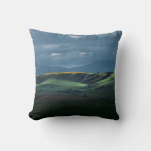 COUSSIN CHAMP GREEN GRASS SOUS LE CIEL NUAGE PENDANT LA JO