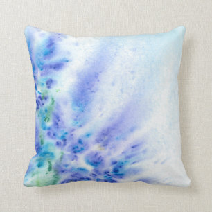 Coussin Champ violet bleu d'aquarelle abstraite de fleurs