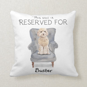 Coussin Champagne Cockapoo Réservé pour le nom du chien