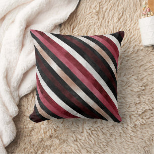 Coussin Champagne Rose Bourgogne Noir Rayures