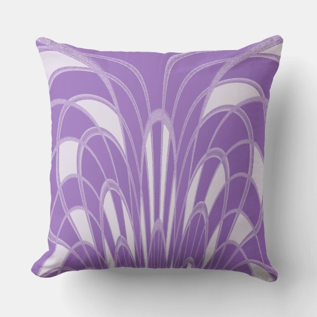 Coussin Champignons Abstraits - Art Déco - Plum (Recto)