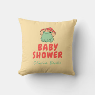 Coussin Champignons avec Baby shower de grenouille