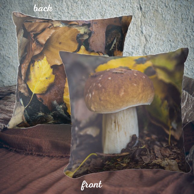 Coussin Champignons Bolete aux feuilles jaunes (Créateur téléchargé)