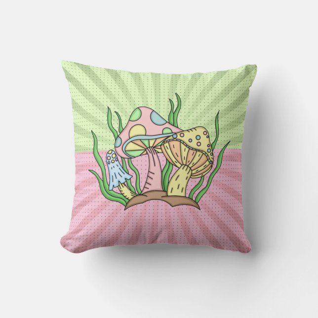 Coussin Champignons d'art pop rétro (Recto)