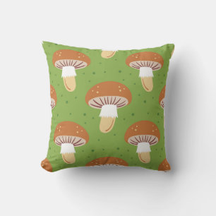 Coussin Champignons d'automne : motif sans couture verte.