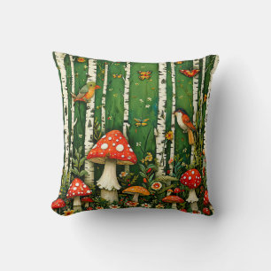 Coussin Champignons enchantés de conte de fées  Forêt myst