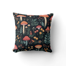 Champignons et feuillage sur Arrière - plan noir