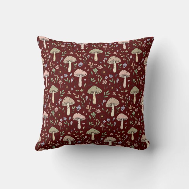 Coussin Champignons Marron Profond Sans Couture Gothique A (Verso)