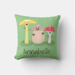 Coussin Champignons mignons et amanites dessin animé