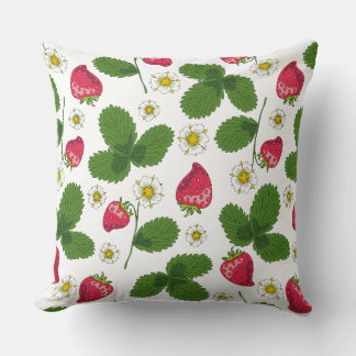 Coussin Champs de fraises en blanc