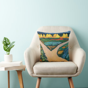 Coussin Champs de légumes par August Macke, Art fin vintag