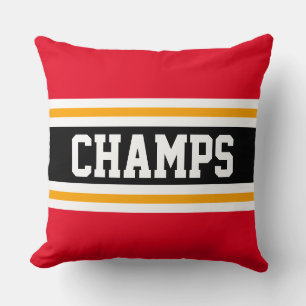 Coussin CHAMPS Sporty Rouge Noir Orange Rayures