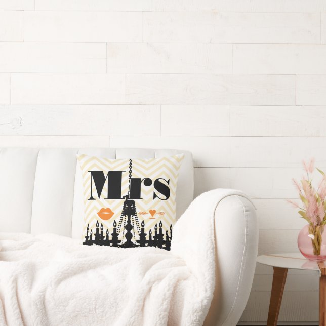 Coussin Chandelier orange Mme Lips Pale Jaune Zig Zag (Canapé)