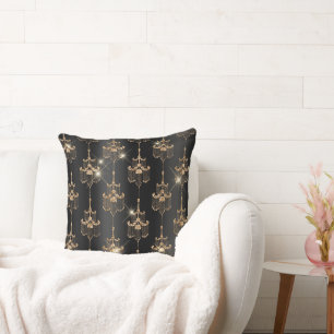 Coussin Chandeliers en Parties scintillant de verre noir o