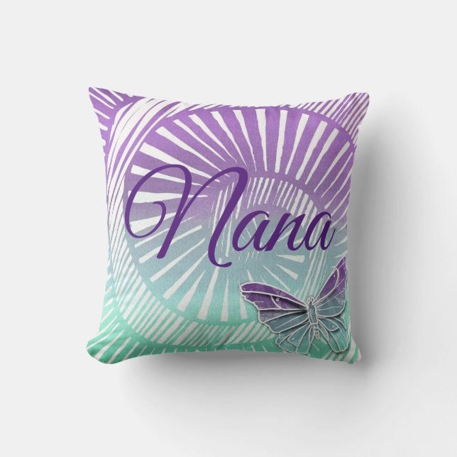 Coussin Changement de nom Grand-mère Purple Swirl & Butfly (Recto)