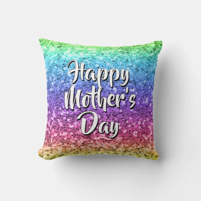 Coussin Changer le texte Joyeux Fête des mères Maman Rainb (Recto)