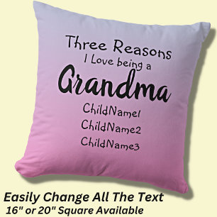 Coussin Changer tout le texte Trois raisons j'aime être gr