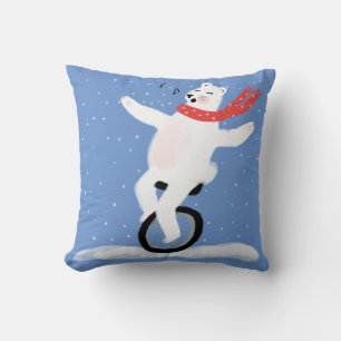 Coussin Chant d'ours polaire et équitation Monocycle neige