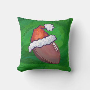 Coussin Chapeau de Père Noël Football sur Vert