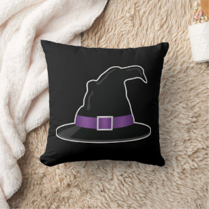 Coussin Chapeau de sorcière Halloween avec détails violets