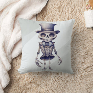 Coussin Chapeau Haut-de-Forme Papillon Squelette Gris Hall