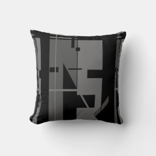 Coussin Charbon gris sur Black Bold Vertical Tribal Art