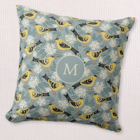 Chardonneret et Rhododendron Oiseau Fleur Monogram