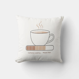 Coussin Chargement de caféine - Dessin humoristique minima