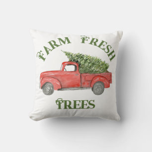 Coussin Chariot de Noël rouge Aquarelle