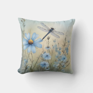 Coussin Charisme des libellules | Fleur sauvage aquarelle