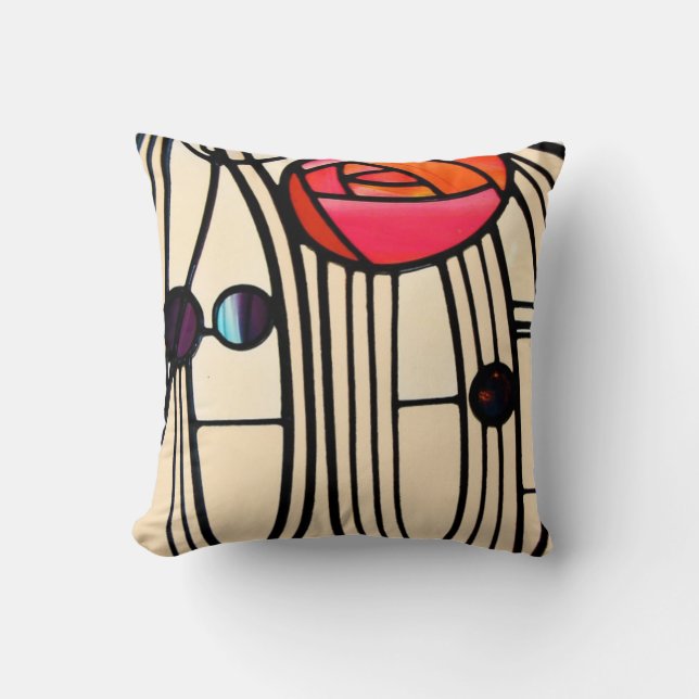 Coussin Charles Rennie Mackintosh Vitrail (Recto)