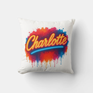 Coussin Charlotte Neon Script - Street Art Splash Design
