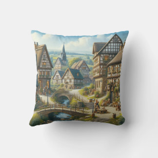 Coussin Charmante Vieux Village avec Ponts et Église