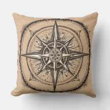 "Charme de navigation : Compass Printed Coussin"