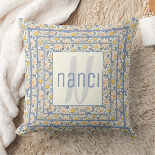 Coussin Charme Floral vintage Monogramme