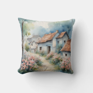Coussin Charming Campagne Printemps Aquarelle Fleur